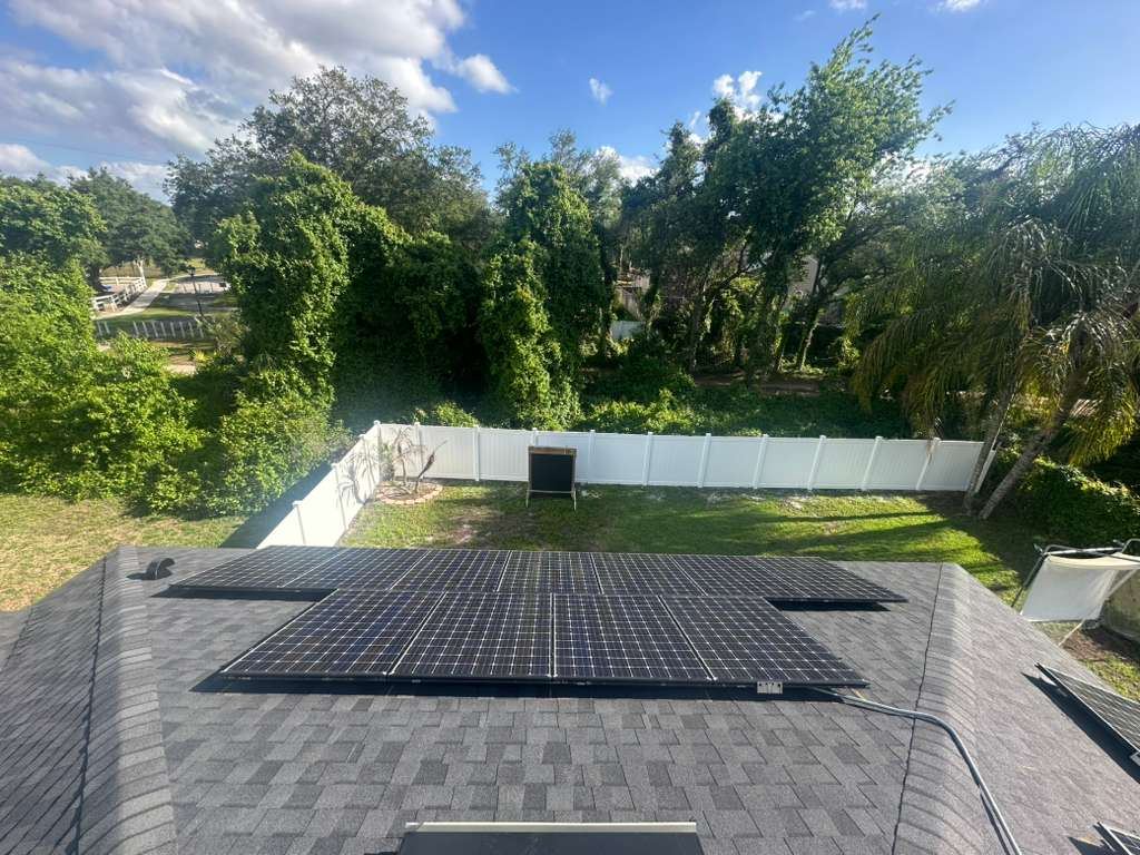 After: solar panels reinstalled on the new roof