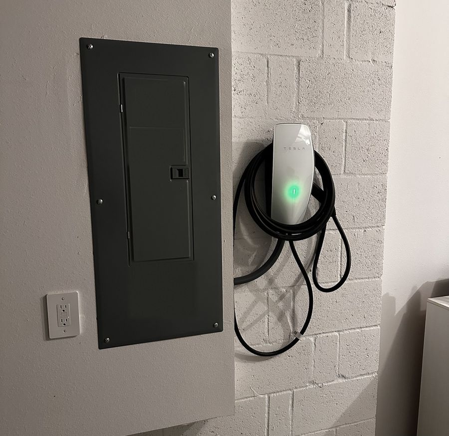 Wall Connector installed next to the electrical panel